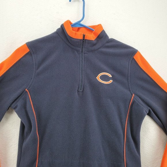 CHICAGO BEARS Sweater NFL Women's Long Sleeve 1/4 Zip Fleece Pullover Blue Med - Picture 6 of 12